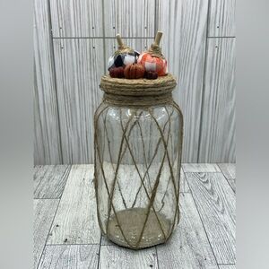 Handmade Decorative glass jar autumn with pumpkin Table Decor